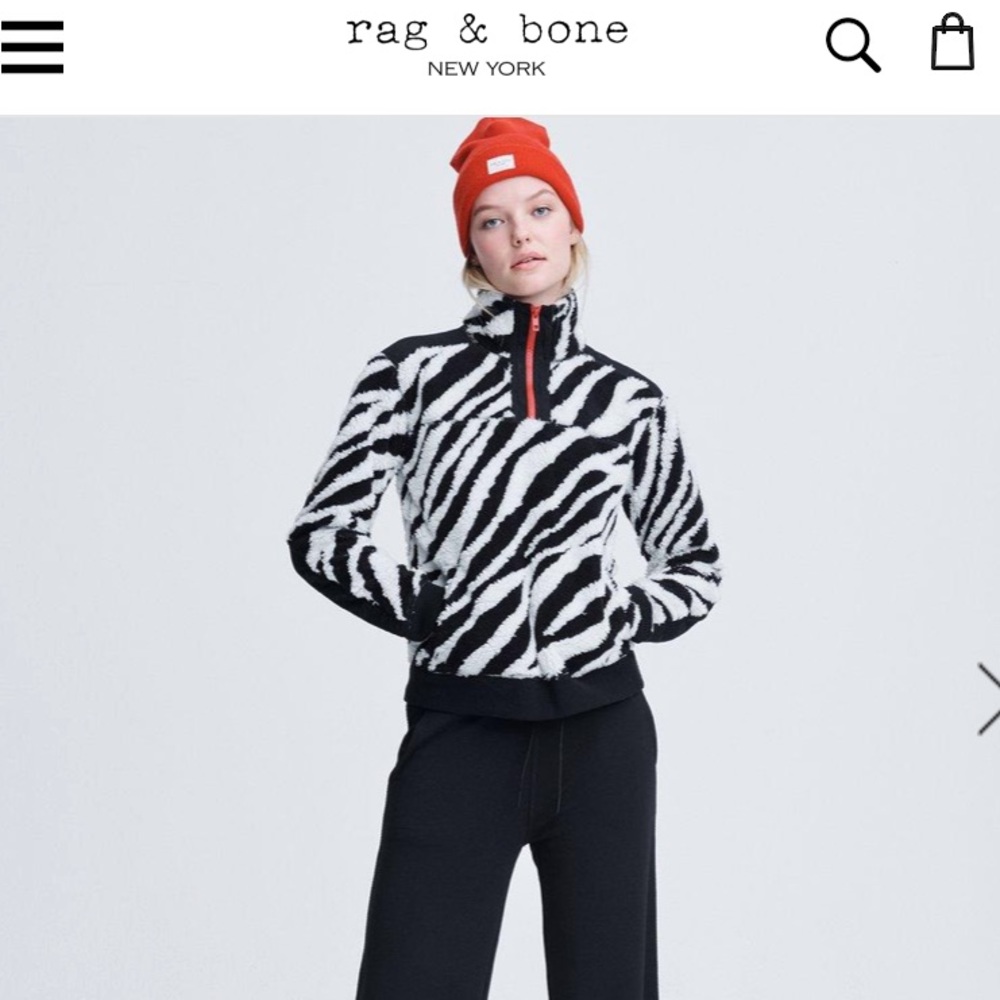 Rag & bone zebra print sherpa sweater size xs